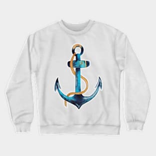 Sailor Anchor Blue Nautical Watercolor Crewneck Sweatshirt